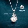 925 Sterling Silver Micro Pave Clear Cubic Zirconia with Natural Freshwater Pearl Pendant Necklace WGB08A2-02-3