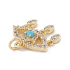 Brass Clear & Cyan Cubic Zirconia Pendants KK-E068-VA196-2-3