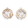 Brass Micro Pave Clear Cubic Zirconia Pendants KK-S359-123-RS-2