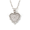 Elegant Brass Micro Pave Clear Cubic Zirconia Heart Pendant Necklaces IR4226-1-2