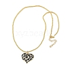 Brass Micro Pave Clear Cubic Zirconia Black Leopard Print Heart Pendant Necklaces for Women NJEW-M079-02G-4