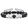 Adjustable Handstring Round Natural Howlite & Lava Rock Yoga Braided Bead Bracelets for Women Men LN5324-2-1