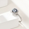 Rhodium Plated 925 Sterling Silver Moissanite Adjustable Rings for Women RJEW-U038-13P-01-2