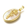 Brass Pave Shell Birth Flower Pendants FIND-I040-04A-2