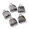 Natural African Bloodstone Brass Pendants KK-E274-01P-012-1