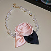 Rose Cloth Plastic Pearl Beaded Choker Necklaces FS-WGC088F-02-1