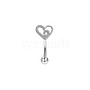 Heart 304 Stainless Steel Pink Cubic Zirconia Eyebrow Curved Barbell Rings WG9A661-04-1