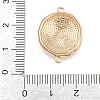 Brass Enamel & Natural Pearl Flat Round with Flower Connector Charms KK-K351-50G-01-3