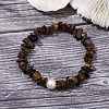 Natural Tiger Eye Chips Stretch Bracelets for Women BJEW-JB11343-03-1