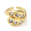 Eco-Friendly Brass Micro Pave Clear Cubic Zirconia Open Cuff Ring for Women RJEW-A025-04G-01-2