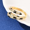 Brass Micro Pave Clear Cubic Zirconia Cuff Rings for Women RJEW-P132-01G-2