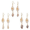 3Pairs Brass & Shell Dangle Earrings EJEW-JE06323-2