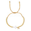 Brass Round Bead Braided Bead Bracelets VB3830-1-4