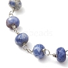 Natural Blue Spot Jasper Rondelle Beads Link Bracelets for Women BJEW-JB10262-03-3