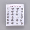 304 Stainless Steel Kitten Stud Earrings EJEW-F227-08P-3