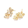 Flower Glass Brass Stud Earrings EJEW-N054-63G-2