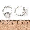 Brass Micro Pave Cubic Zirconia with Natural Quartz Crystal Cuff Open Rings RJEW-T035-01P-G-5
