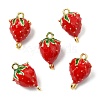 5Pcs Brass FireBrick Enamel Connector Charms KK-CJ0003-26B-1