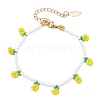 Floral Glass Seed Bead Charm Bracelets for Women BJEW-MZ00306-02-2