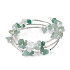 Natural Green Aventurine Chip & Glass & Brass Tube Beaded Bangles for Women BJEW-JB11265-03-2