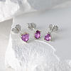 3Pcs S925 Sterling Silver Teardrop & Heart & Oval Stud Earrings Set YO0547-2-3