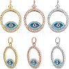  6Pcs 3 Colors  Brass Micro Pave Cubic Zirconia Pendants ZIRC-NB0001-64-1