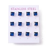 6 Pairs Tiny Cubic Zirconia Square Stud Earrings EJEW-G291-01B-M-1