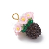 Resin Glass Seed Beaded Flower Pendants PALLOY-MZ01106-03-3