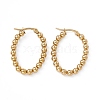 201 Stainless Steel Round Beaded Oval Hoop Earrings with 304 Stainless Steel Pins for Women EJEW-B016-08G-1