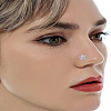 316L Surgical Stainless Steel Micro Pave Clear Cubic Zirconia Flower L-Shaped Nose Rings WG35933-02-1