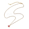 Brass Red Enamel Maple Leaf Pendant Cable Chain Necklaces for Women NJEW-JN05080-4