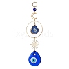 Handmade Lampwork Teardrop with Evil Eye Pendants Pendant Decorations HJEW-JM02315-1