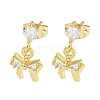 Brass Micro Pave Cubic Zirconia Stud Earrings EJEW-P261-44G-1