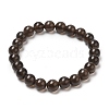 Natural Black Obsidian Beaded Stretch Bracelets BJEW-K228-01-1