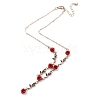 Aluminium Flower Pendant Necklaces with Rhinestone Leaf NJEW-WH0020-11R-1