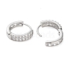 Brass Micro Pave Clear Cubic Zirconia Hoop Earrings EJEW-S234-04P-2