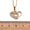 304 Stainless Steel Crystal Rhinestone Heart Pendant Cable Chain Necklaces for Women NJEW-Z056-01B-G-5