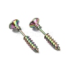 304 Stainless Steel Screw Shape Front Back Stud Earrings LS-STAS-WH0061-23M-1