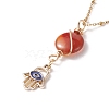 5Pcs 5 Style Moon and Star Planet Natural Red Agate Pendant Necklaces Set NJEW-JN03937-4