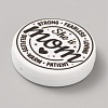 Flat Round with Word Food Grade Eco-Friendly Printed Silicone Focal Beads LS-SIL-SZC0008-07F-2