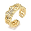 Rack Plating Brass Micro Pave Cubic Zirconia Cuff Finger Rings for Women RJEW-C114-11A-G-1