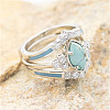 3Pcs Horse Eye Alloy & Crystal Rhinestone & Synthetic Turquoise Finger Rings FS-WG40CFA-06-3