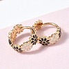 Daisy Brass Enamel Hoop Earrings for Women EJEW-G434-01G-01-3