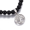 Natural Obsidian Charm Bracelets BJEW-I275-B04-3