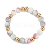 Ion Plating(IP) 304 Stainless Steel & Dyed Round Jade Beaded Bracelets for Women BJEW-M046-01-4