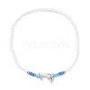 Tibetan Style Alloy Dolphin & Seed Beaded Stretch Anklet for Women AJEW-AN00558-1