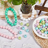 Globleland 140Pcs 7 Colors Spray Painted Wood European Beads WOOD-GL0001-18-5