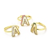 Mixed Color Enamel Initial Letter Adjustable Ring with Clear Cubic Zirconia RJEW-P045-01G-A-1