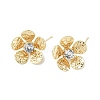 Flower Brass Micro Pave Cubic Zirconia Stud Earring Findings KK-M326-08G-1