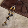 Alloy & Porcelain Beaded Barrel Tassel Pendant Long Bib Necklaces for Women WG23FEE-02-1